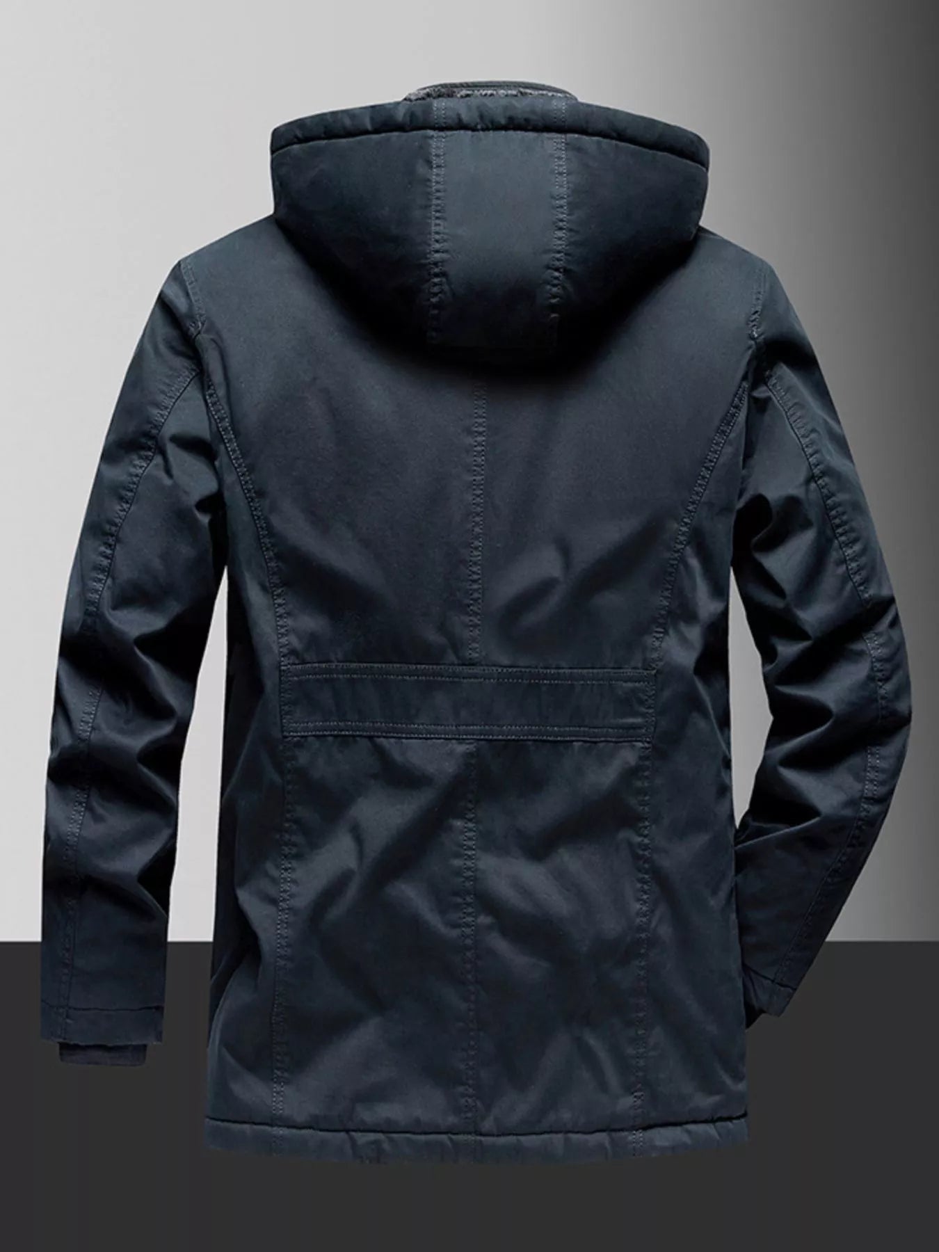 Herren Plus Size Fleecegefütterter Kapuzen-Wintermantel