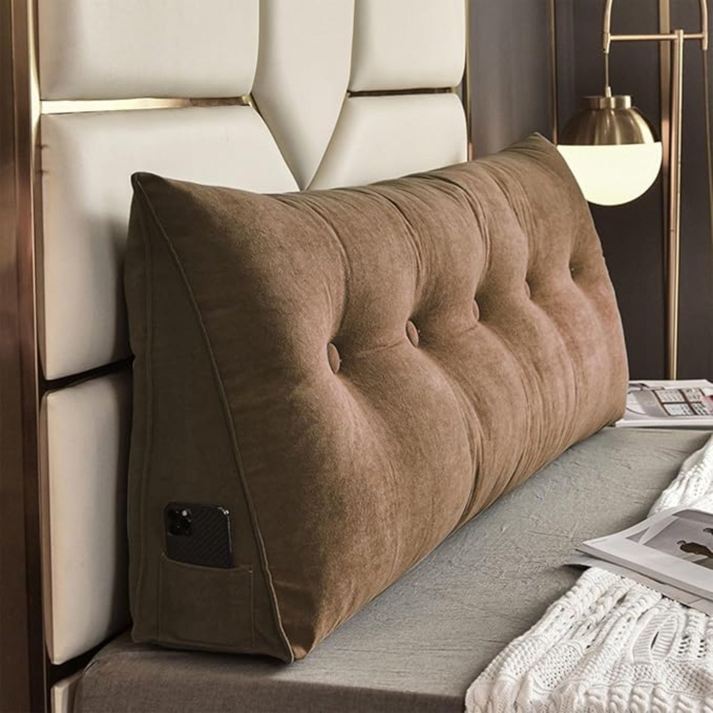 Coussin triangulaire de luxe pour lit et canapé | Coussin de soutien lombaire et de lecture (Royaume-Uni)