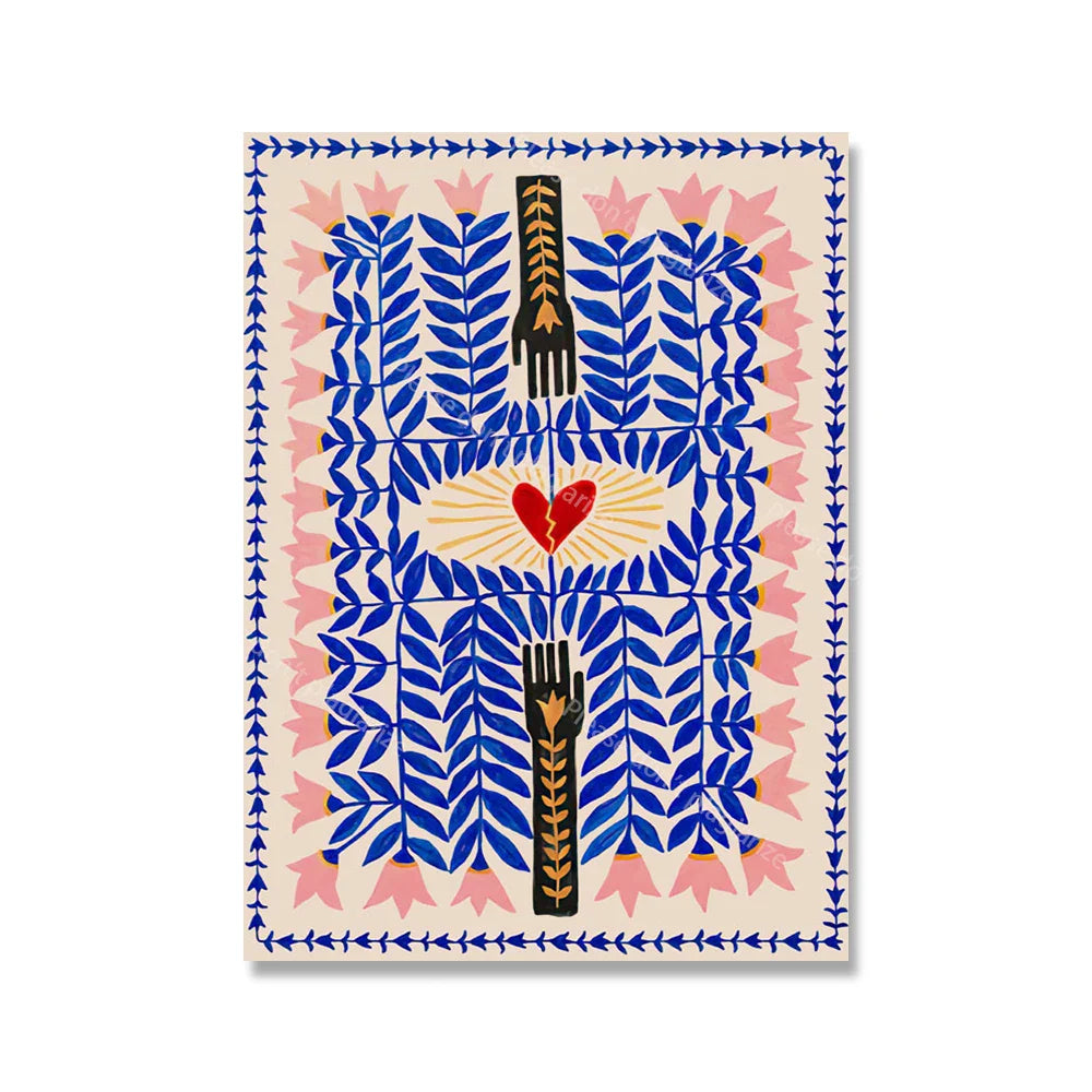 Bunte Abstrakte Boho Wandkunst – Orange Tiger Leinwanddruck