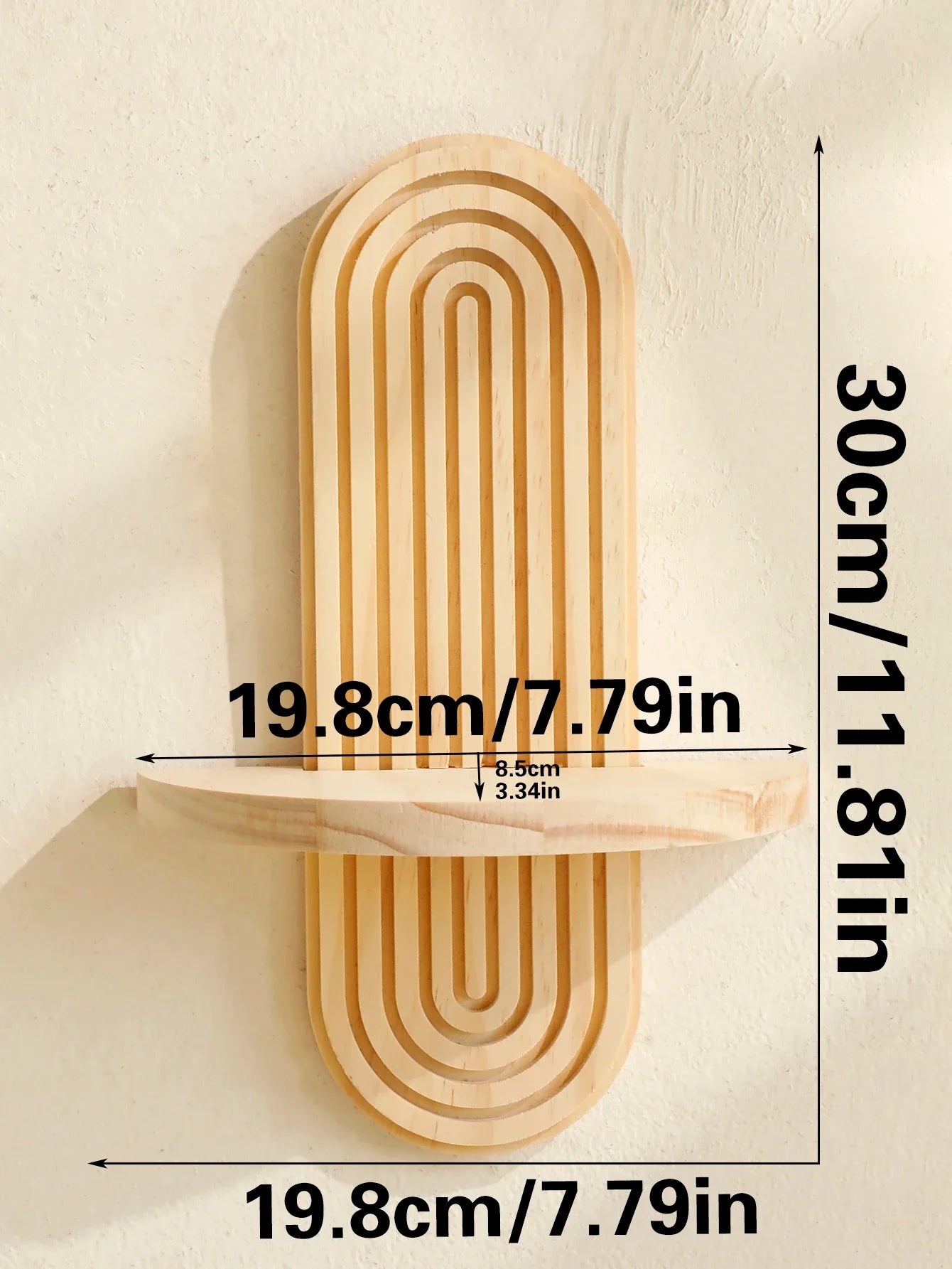 Boho Stil Holz Wandregal - Geometrische Wandmontierte Regale, Naturholz-Finish, Moderne Wohnkultur, Pflanzenhalter Kreis