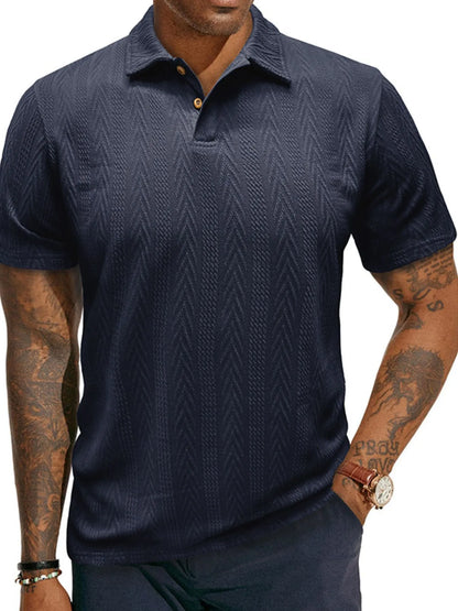 Herren Klassisches Chevron Strukturiertes Polo-Shirt