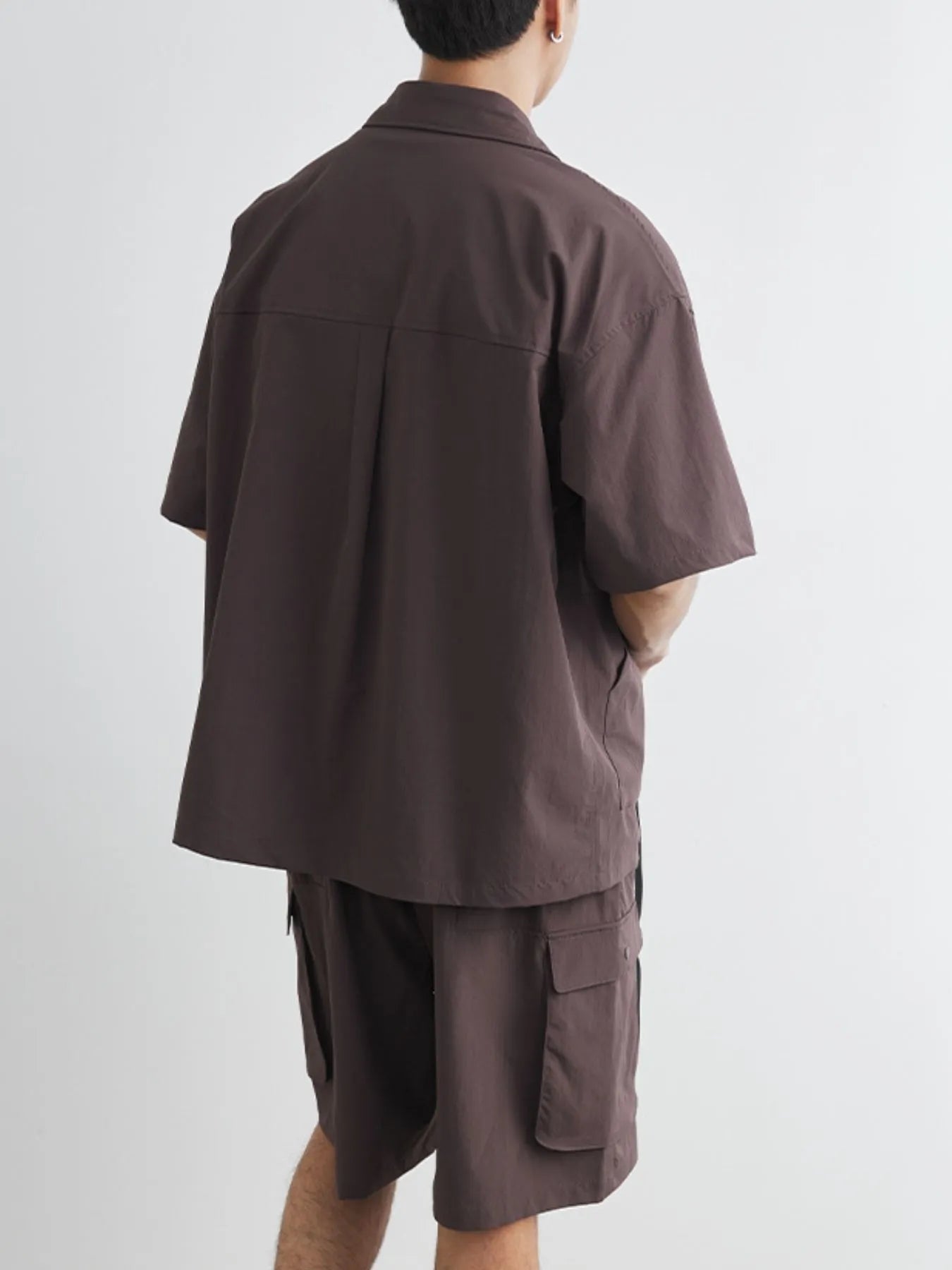 Herren Plus Size Kurzarmhemd mit Knopfleiste und Shorts Set