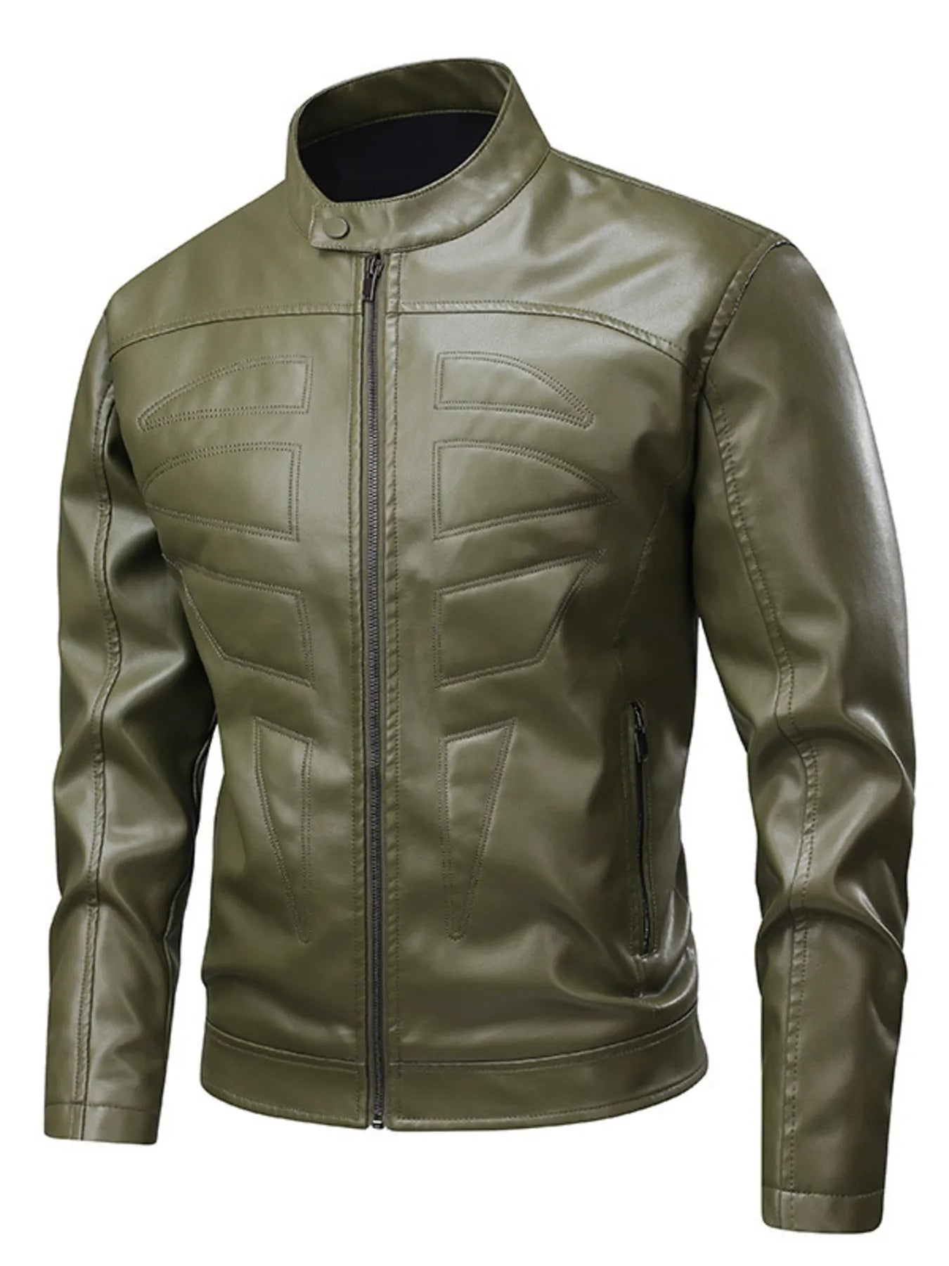 Herren Lederjacke mit Reißverschluss in Übergröße