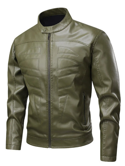 Herren Lederjacke mit Reißverschluss in Übergröße