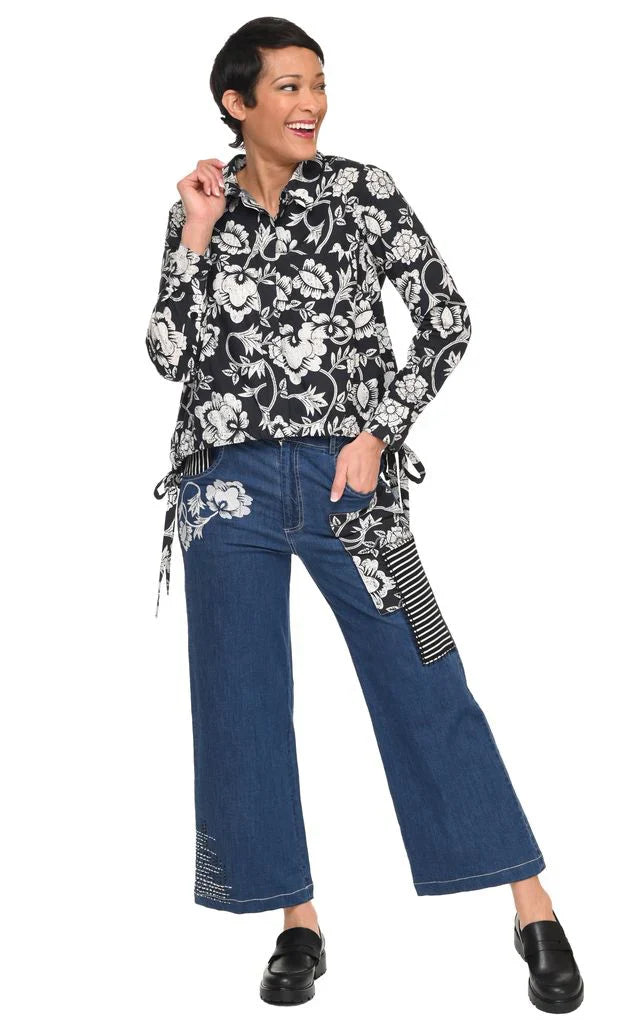 Tulip Clothing Wylie Denim Damenhose mit Ernteblumen