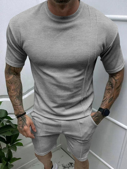 Herren T-Shirt mit Rundhalsausschnitt und Shorts Set in Übergröße