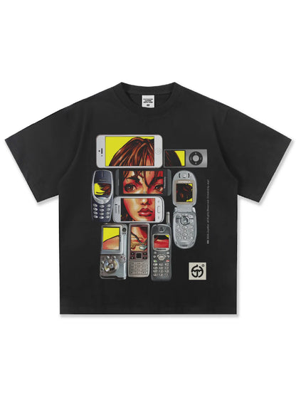 Herren Vintage-Waschung Grafik T-Shirt mit kurzem Arm