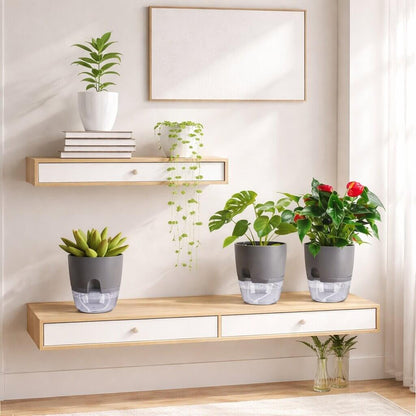 Self-Watering Flower Pot with Water Reservoir | Plant Pot with Wick System for Indoor and Outdoor | Dochtara
