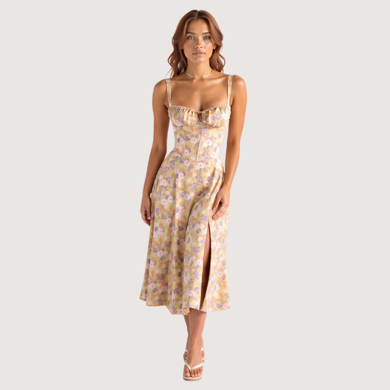 Square Neck Sleeveless Midi Dress
