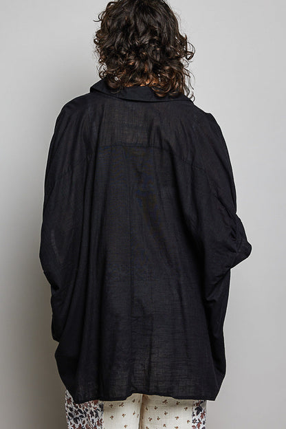 POL Button Down Hemd mit halben Dolmanärmeln für Damen