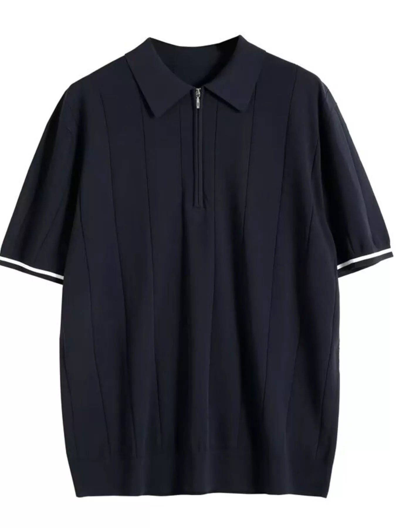 Herren Plus Size Kurzarm Polo mit Viertelreißverschluss