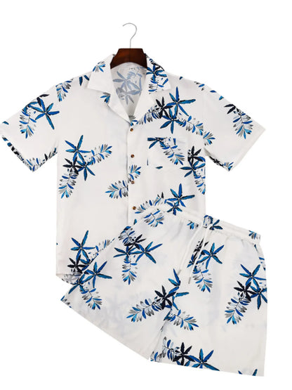 Herren Hemd mit Druck und Shorts Set in großen Größen