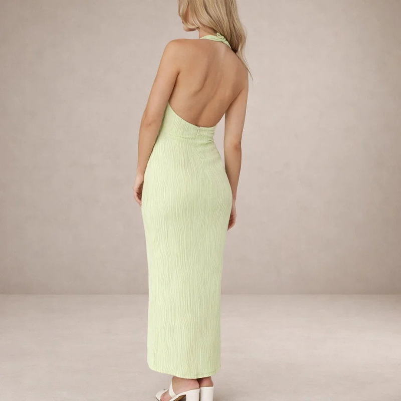 Women's High Neck Sleeveless Wrap Effect Dress