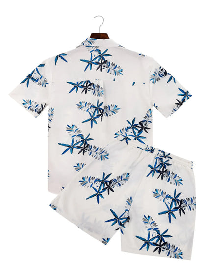 Herren Hemd mit Druck und Shorts Set in großen Größen