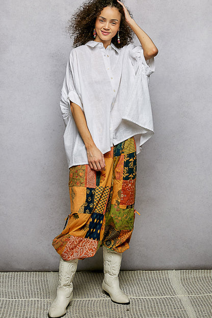 POL Button Down Halb Dolman Ärmel Damen Shirt