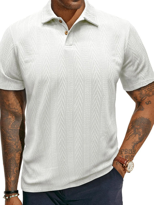 Herren Klassisches Chevron Strukturiertes Polo-Shirt