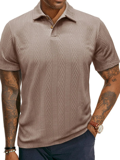 Herren Klassisches Chevron Strukturiertes Polo-Shirt