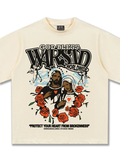 Herren T-Shirt mit Gott-sei-Dank Grafikdruck im Vintage-Waschstil