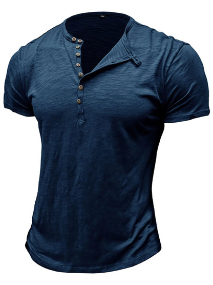 Herren Freizeit Henley Kurzarm Knopfoberteil