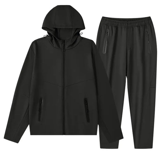 Herren Plus Size Kapuzenpullover mit Reißverschluss und Hose Set