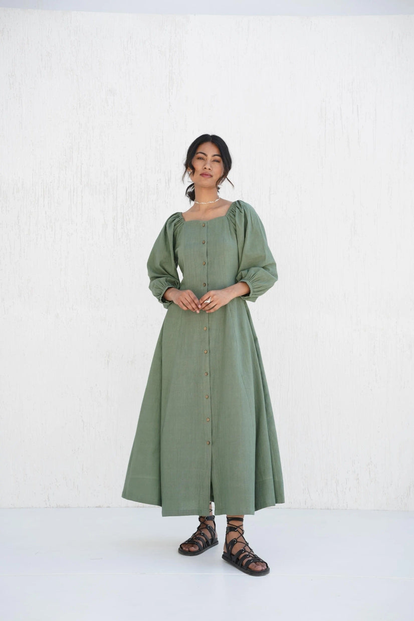 Organic Cotton Cotton Button-Down Maxi Dress