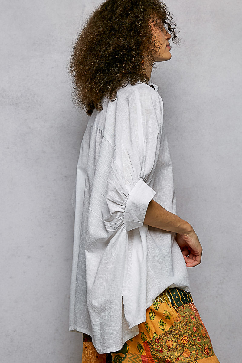 POL Button Down Halb Dolman Ärmel Damen Shirt