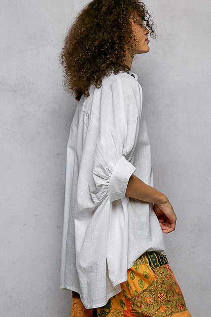 POL Button Down Halb Dolman Ärmel Damen Shirt