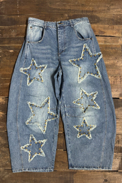 Jaded Gypsy Sternenbesetzte Barrel Damenjeans