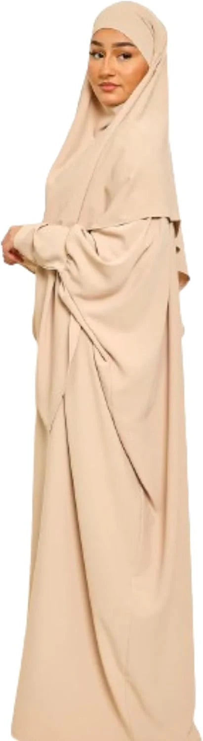 Ensemble Abaya et Khimar en Soie Élégante pour Femmes Musulmanes - Robe Jilbab Longue
