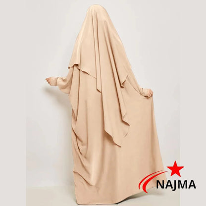 Ensemble Abaya et Khimar en Soie Élégante pour Femmes Musulmanes - Robe Jilbab Longue