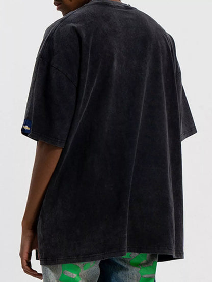 Herren Graphic Oversized Gewaschenes T-Shirt