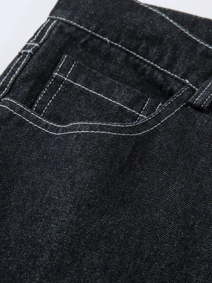 Herren Bestickte Weite Baggy-Jeans
