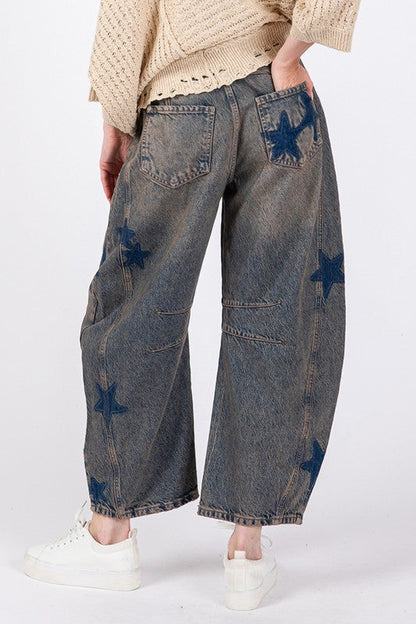 SAGE + FIG Star Weite Beinform Damenjeans mit Taschen Klein