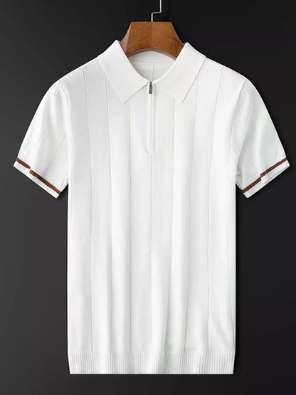 Herren Plus Size Kurzarm Polo mit Viertelreißverschluss