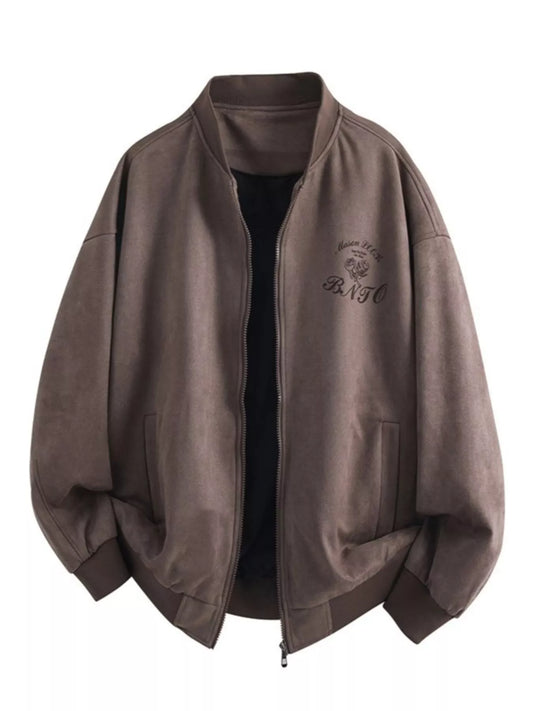 Herren Plus Size Zip-Up Langarmjacke