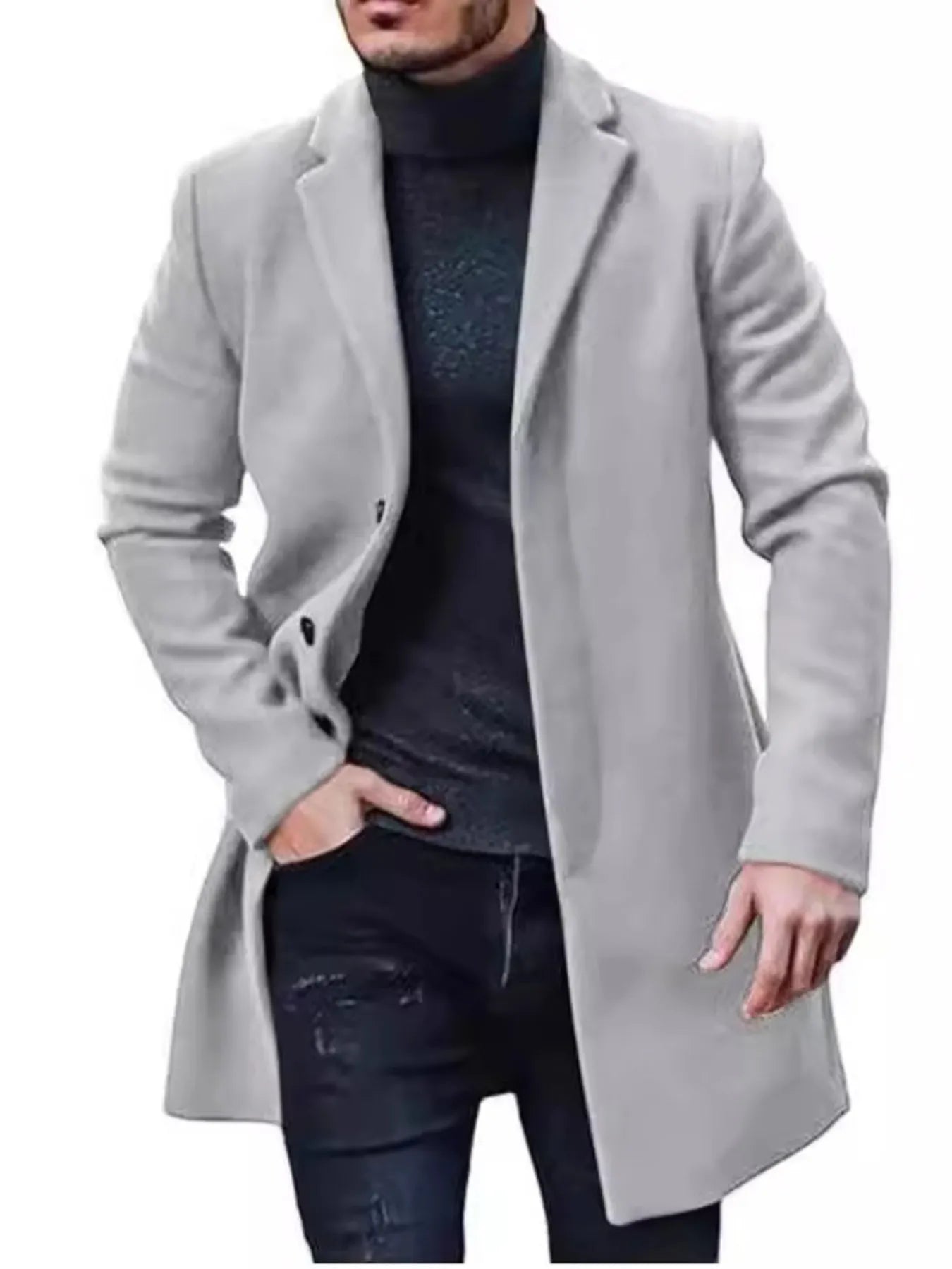 Herren Plus Size Klassischer Langarm-Mantel