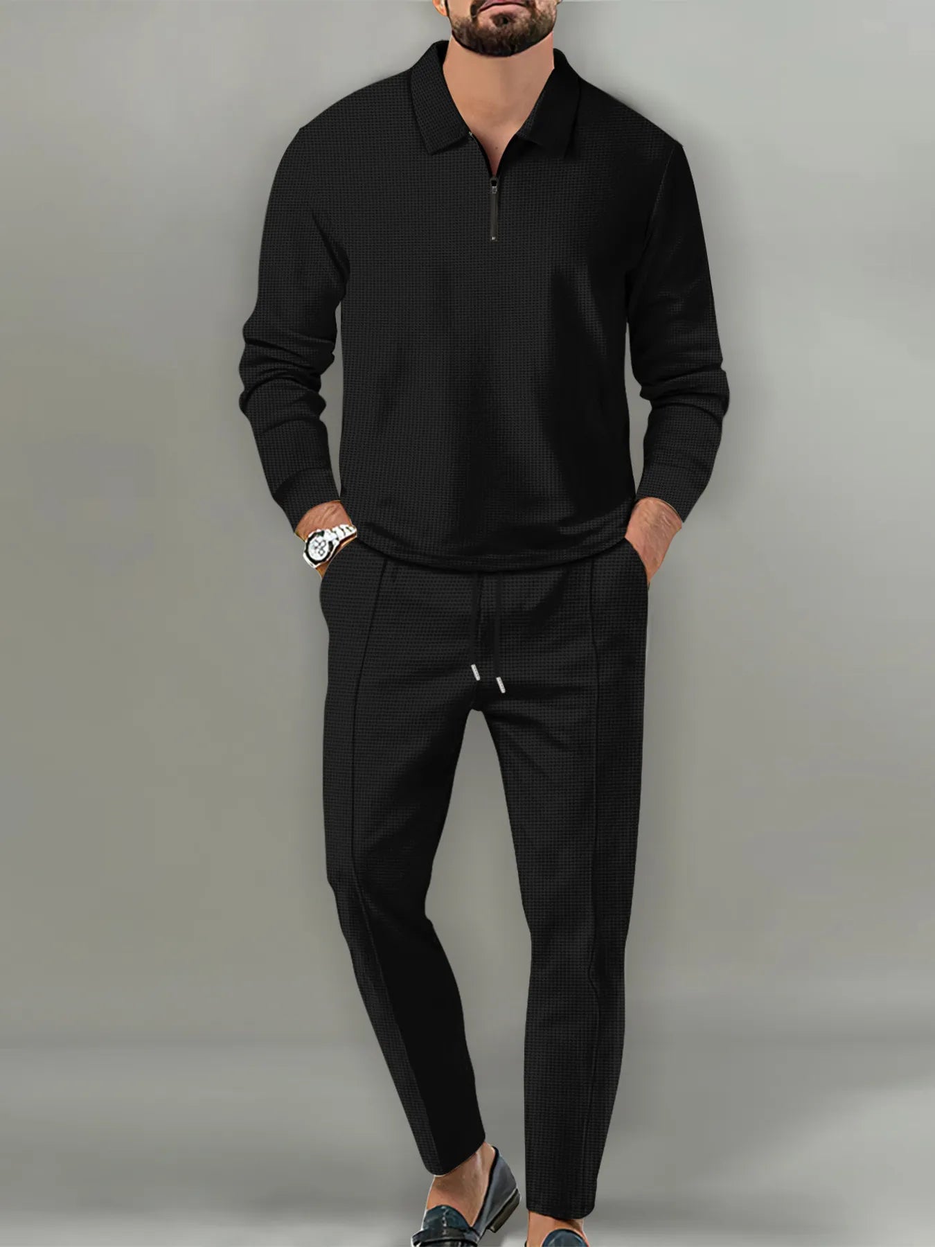 Herren Komplettgröße Langarmoberteil und Hose Set Übergröße
