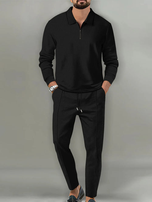 Herren Komplettgröße Langarmoberteil und Hose Set Übergröße