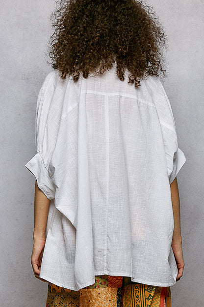POL Button Down Halb Dolman Ärmel Damen Shirt
