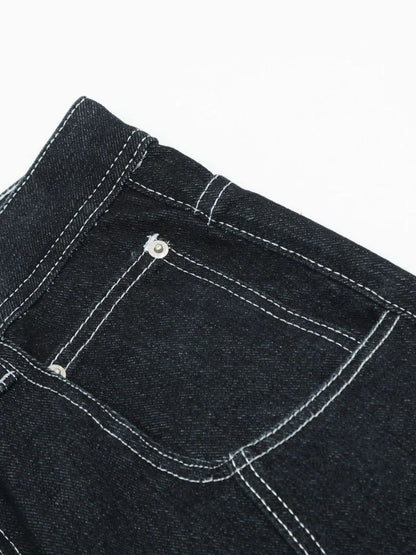 Herren Cargo Straight Jeans mit Kontrastnähten