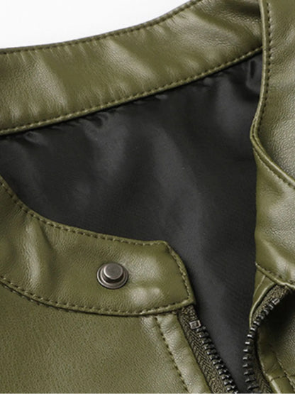 Herren Lederjacke mit Reißverschluss in Übergröße