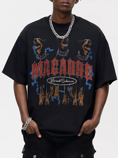 Herren T-Shirt mit Hundemotiv, Oversized, Rundhalsausschnitt