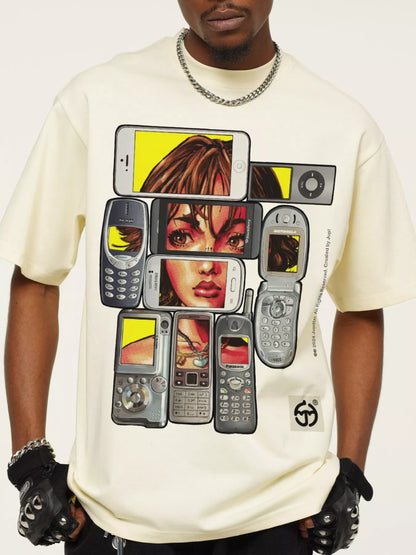 Herren Vintage-Waschung Grafik T-Shirt mit kurzem Arm