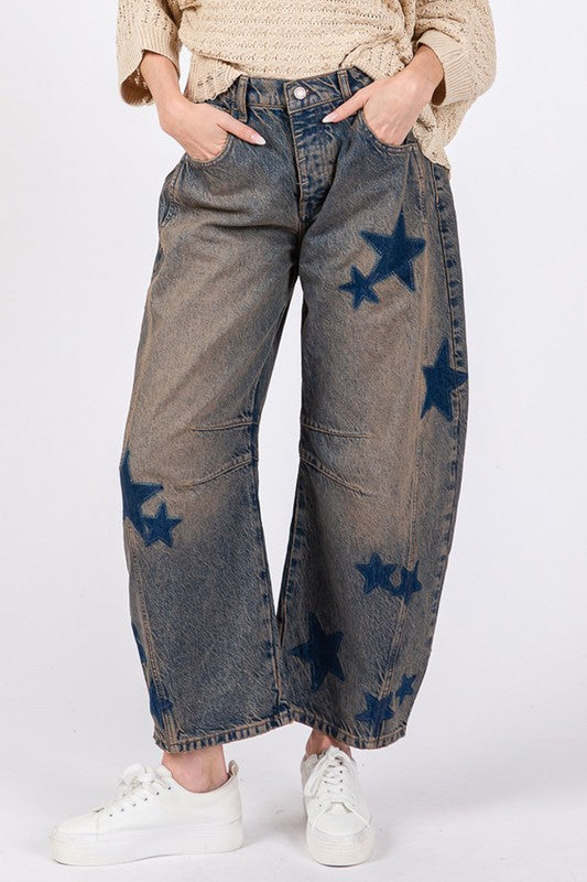 SAGE + FIG Star Weite Beinform Damenjeans mit Taschen Klein