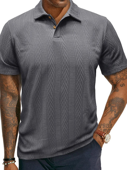 Herren Klassisches Chevron Strukturiertes Polo-Shirt