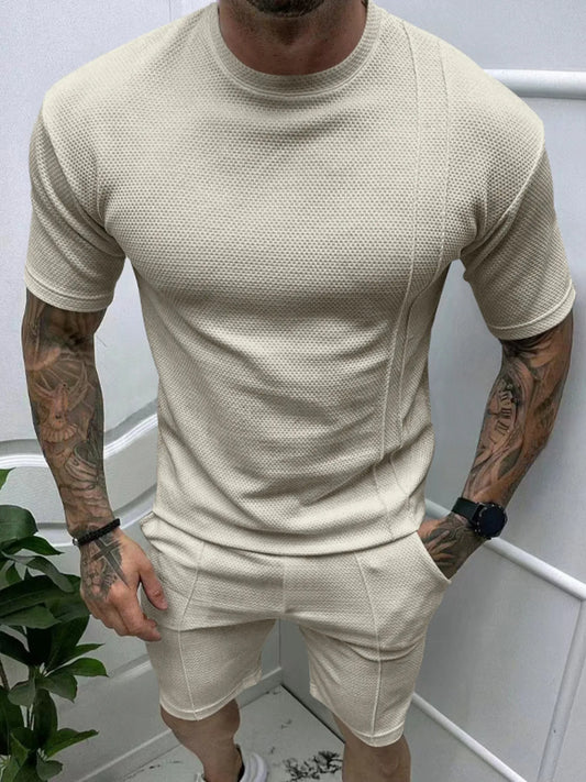Herren T-Shirt mit Rundhalsausschnitt und Shorts Set in Übergröße