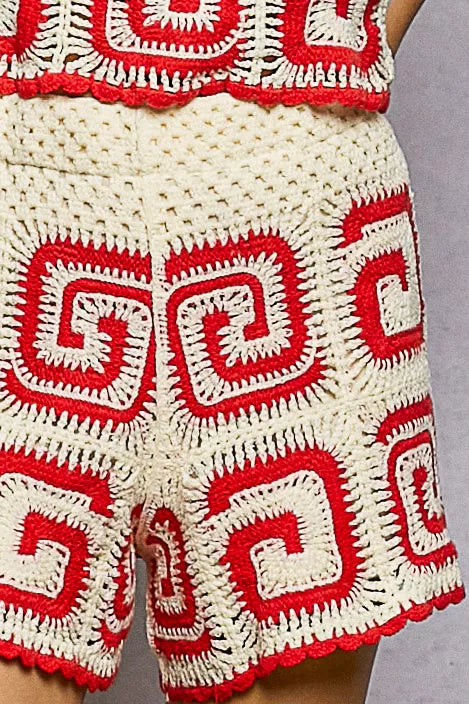 POL Häkelmuster Damen Shorts