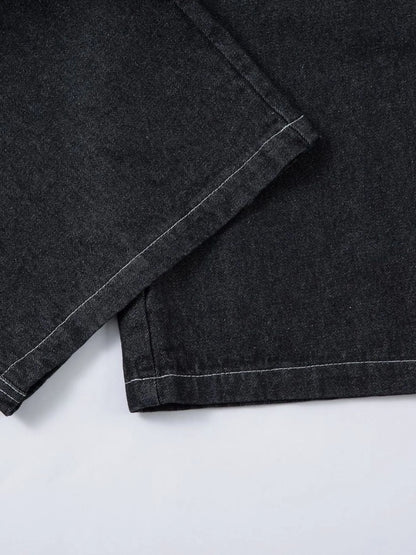 Herren Bestickte Weite Baggy-Jeans