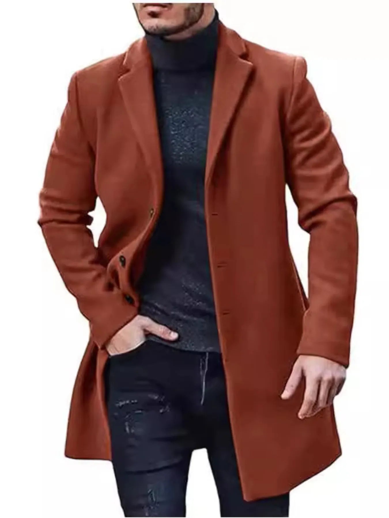 Herren Plus Size Klassischer Langarm-Mantel