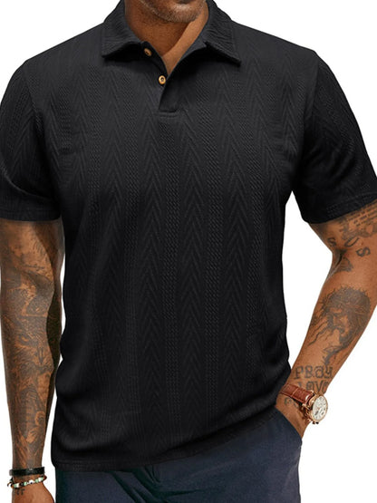 Herren Klassisches Chevron Strukturiertes Polo-Shirt